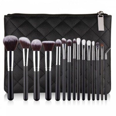 Custom LOGO women make up 15 pcs nylon black makeup brushes set